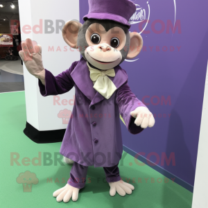 Lavender Capuchin Monkey mascot costume character dressed with a Dress and Cufflinks