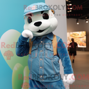 Maskotkarakter av en cyan...