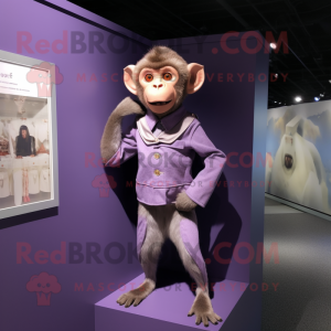 Lavender Capuchin Monkey mascot costume character dressed with a Dress and Cufflinks