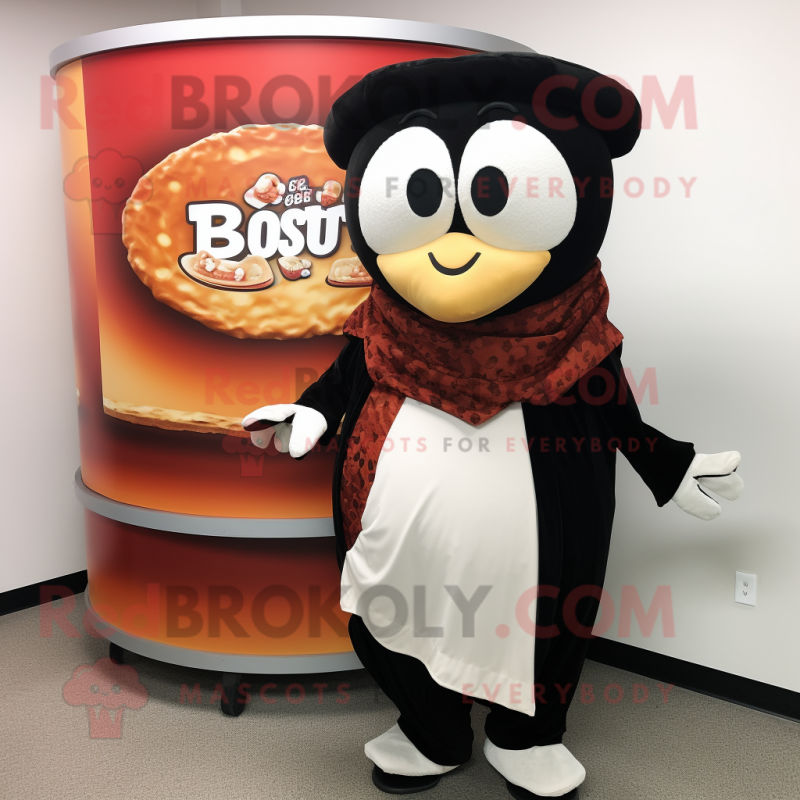 Rust Bagels mascot costume character dressed with a Tuxedo and Shawls Rust Bagels mascot costume character dressed with a Tuxedo and Shawls