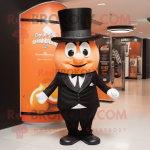 Peach Guinness mascot costume character dressed with a Tuxedo and Hat pins