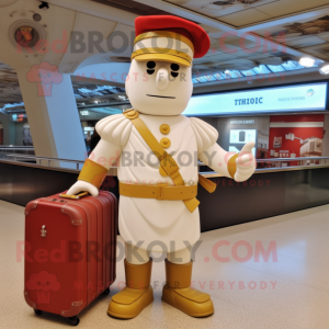 Cream Roman Soldier mascot costume character dressed with a Culottes and Briefcases