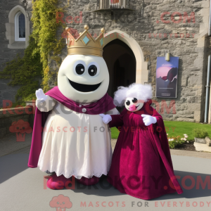 Maskotfigur af et magenta...
