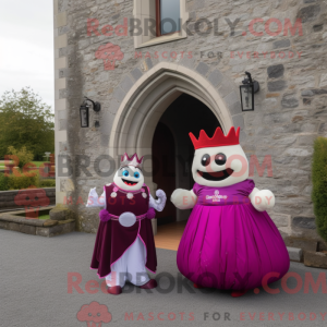 Maskotfigur af et magenta...