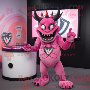 Maskotkarakter af en Pink...