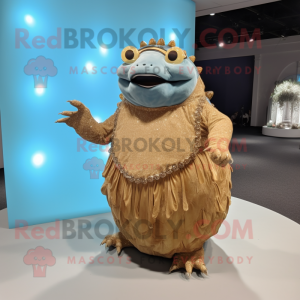 Rust Glyptodon mascot costume character dressed with a Evening Gown and Eyeglasses