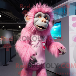 Maskotkarakter av en rosa...