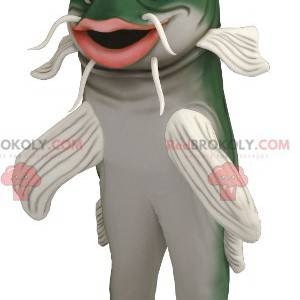 Mascotte di pesce gatto verde e bianco - Redbrokoly.com