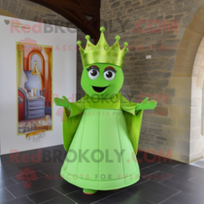 Lime Green Irish Castle mascot costume character dressed with a Midi Dress and Headbands