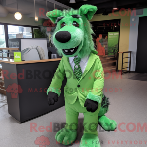 Maskot karakter af en grøn...