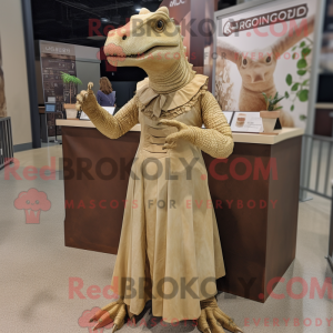 Maskot-karakter af en beige...