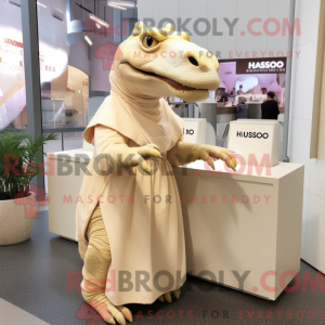 Maskotkarakter av en beige...