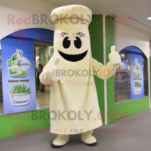 Cream Celery mascot costume character dressed with a Flare Jeans and Beanies