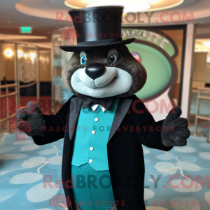 Maskot-karakter av en Teal...