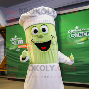 Cream Celery mascot costume character dressed with a Flare Jeans and Beanies