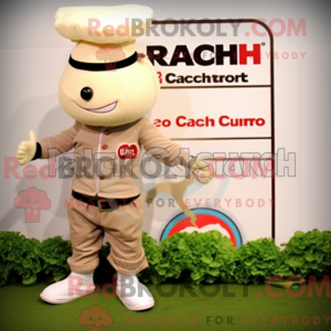 Maskot karakter av en beige...