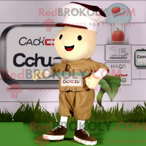 Maskot karakter av en beige...