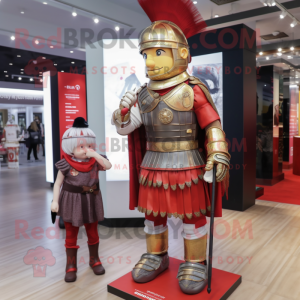 nan Roman Soldier mascot costume character dressed with a A-Line Skirt and Smartwatches