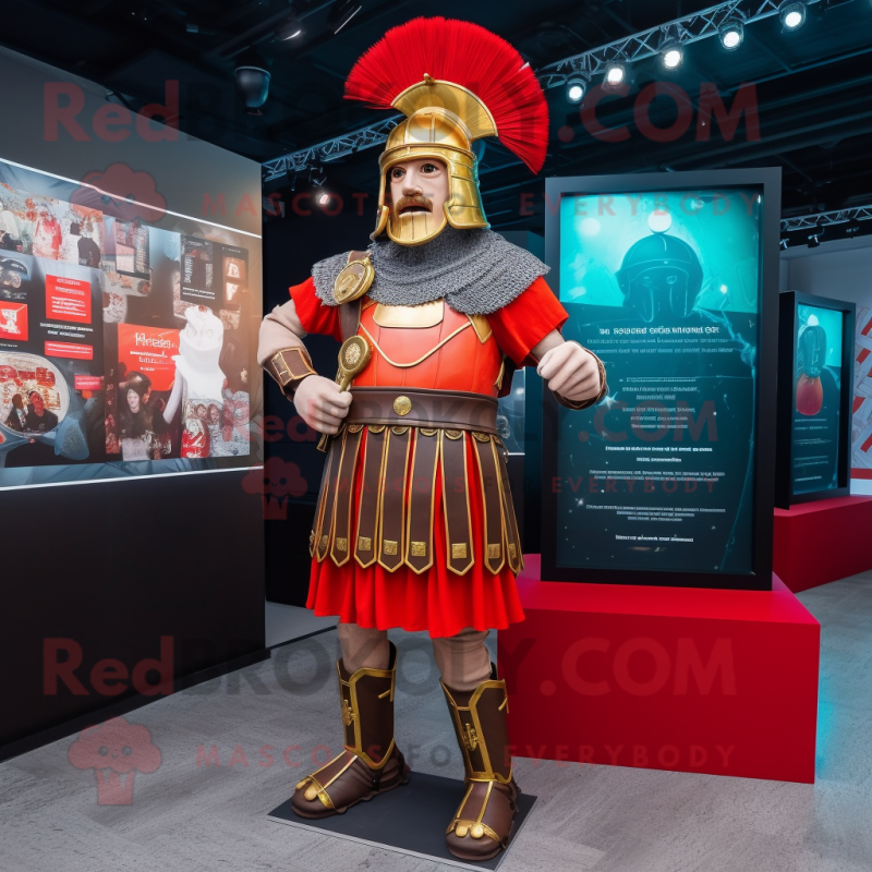 nan Roman Soldier mascot costume character dressed with a A-Line Skirt and Smartwatches