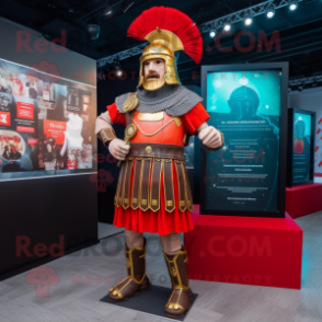 nan Roman Soldier mascot costume character dressed with a A-Line Skirt and Smartwatches