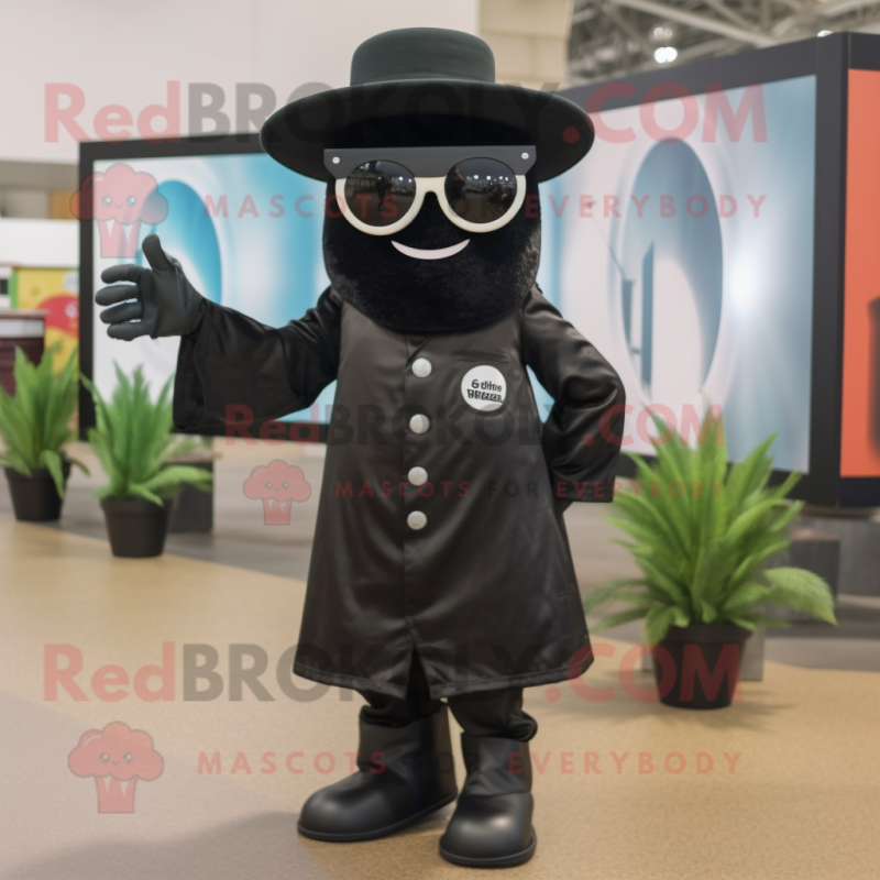 Black Horseshoe mascot costume character dressed with a Romper and Sunglasses Black Horseshoe mascot costume character dressed with a Romper and Sunglasses