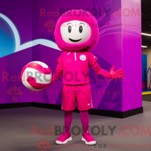 Maskotfigur av en purpurowa...
