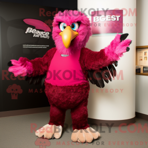 Maskotfigur af en Magenta...