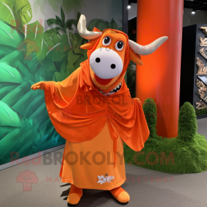 Orange Zebu maskot kostume...