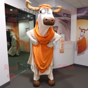 Orange Zebu maskot kostume...