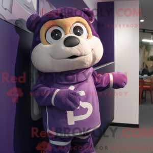 Maskot karakter af en lilla...