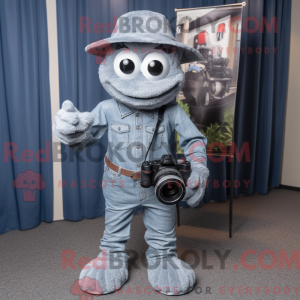Maskotfigur af et gråt...