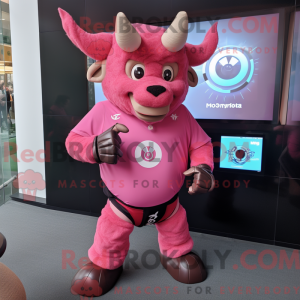 Maskotfigur af en Pink...