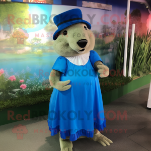 Blå Capybara maskot kostume...