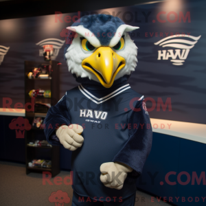 Maskotfigur af en Navy Hawk...