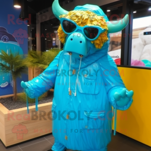 Turquoise buffel mascotte...