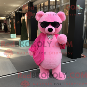 Maskottchenfigur eines rosa...