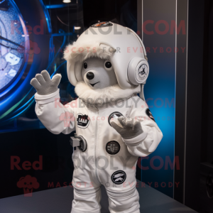 Sølv Astronaut maskot drakt...