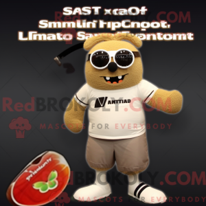 Mascot character of a Tan...
