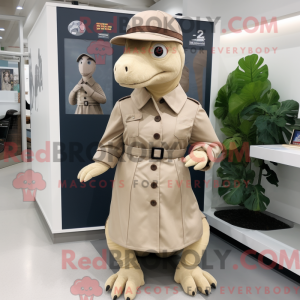 Maskotkarakter av en beige...