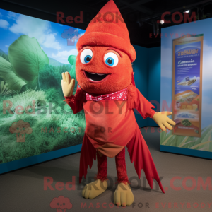 Mascottefiguur van een rode...