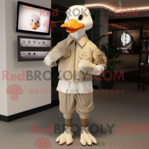 Maskot karaktär av en beige...