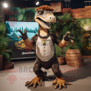 nan Deinonychus mascot costume character dressed with a Playsuit and Bracelets