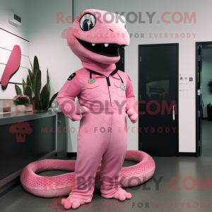 Mascot character of a Pink...