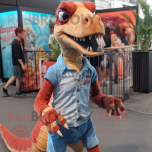 nan Deinonychus mascot costume character dressed with a Playsuit and Bracelets