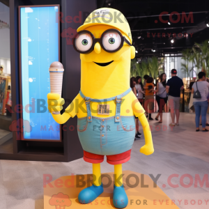 Mascottefiguur van een gele...