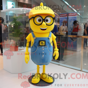 Mascottefiguur van een gele...