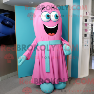 Maskot-karakter av en cyan...