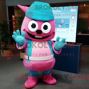 Maskotkarakter af en Cyan...