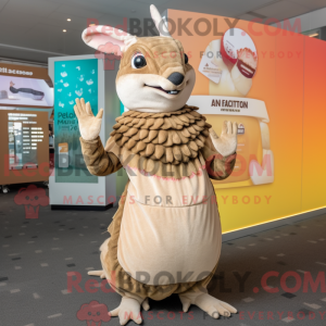 Maskotkarakter af en beige...
