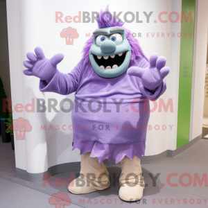 Fantasia de mascote de ogro lavanda com calça e cachecóis - Mascotes Ogros - REBROKO_417732 - RedBrokoly.com